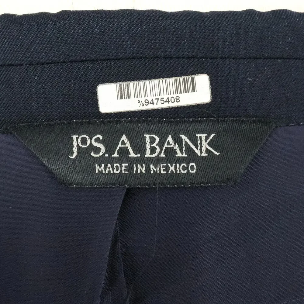 Jos A Bank Sport Coat Mens 46L Navy Blue Wool Jacket Lined Blazer Travelers Coll